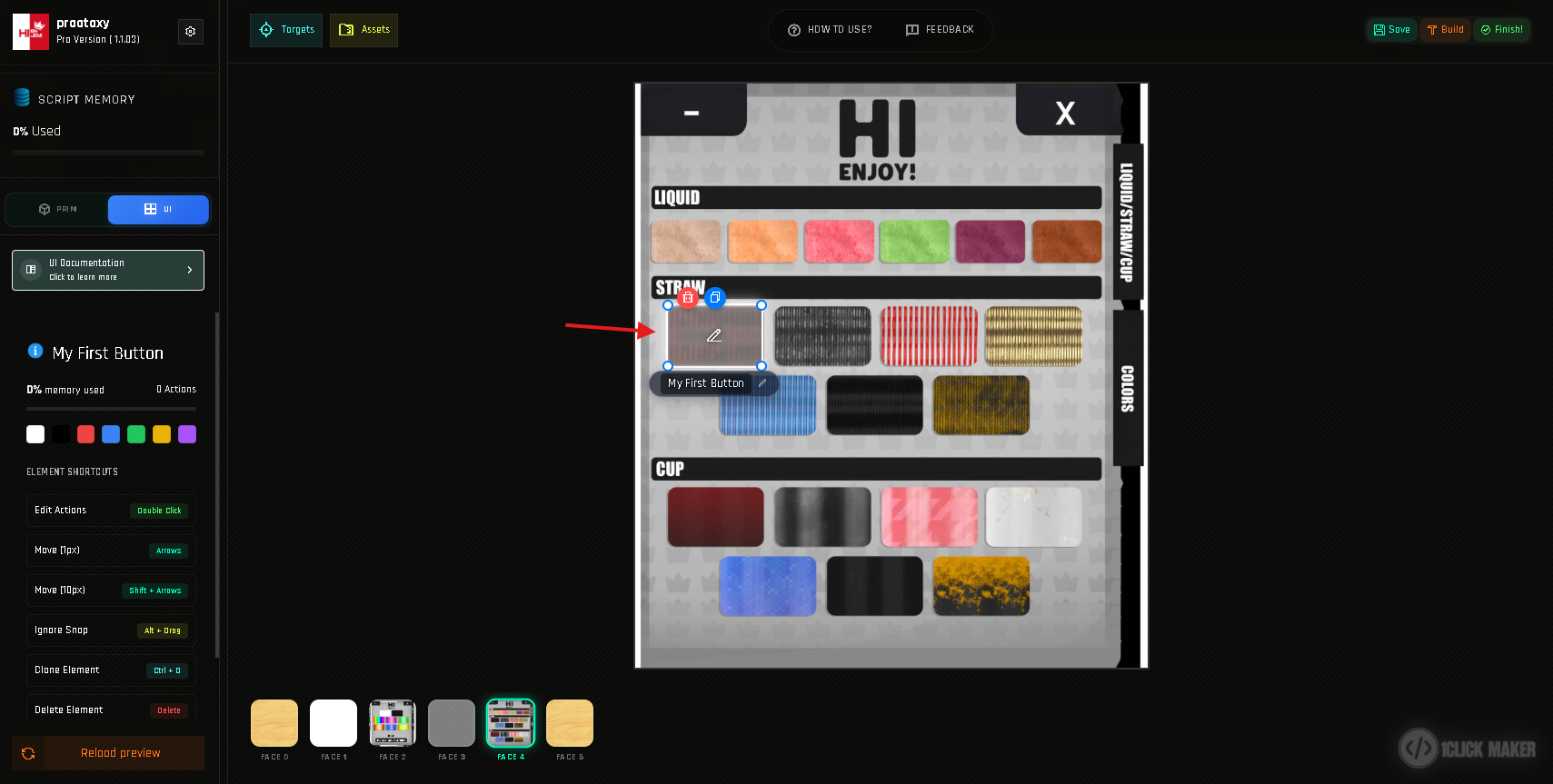 The first drawn button on the HUD texture.