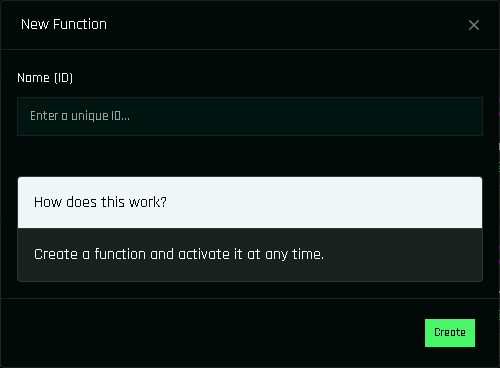 The New Function window.